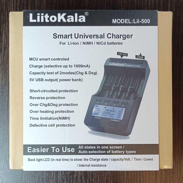 LitoKala Lii-500 лучший  інтелектуальний зарядний пристрій АА ААА 1865
