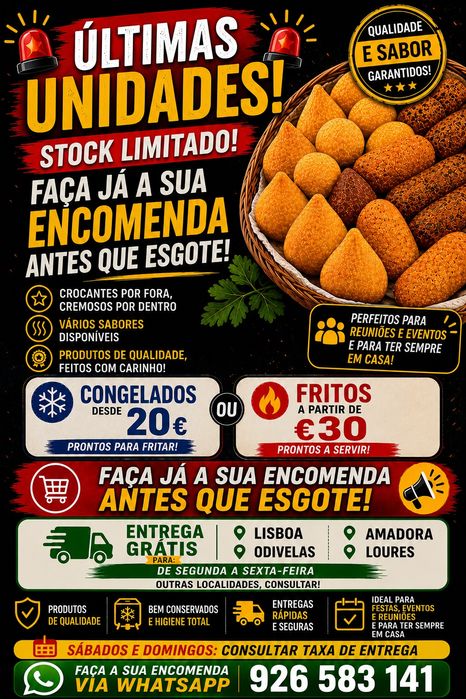 Promoção Imperdível de salgadinhos a partir de 20 euros e entrega grátis