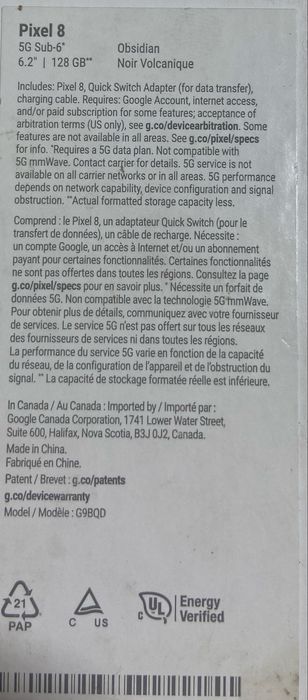 Смартфон Google Pixel 8 8/128GB Obsidian