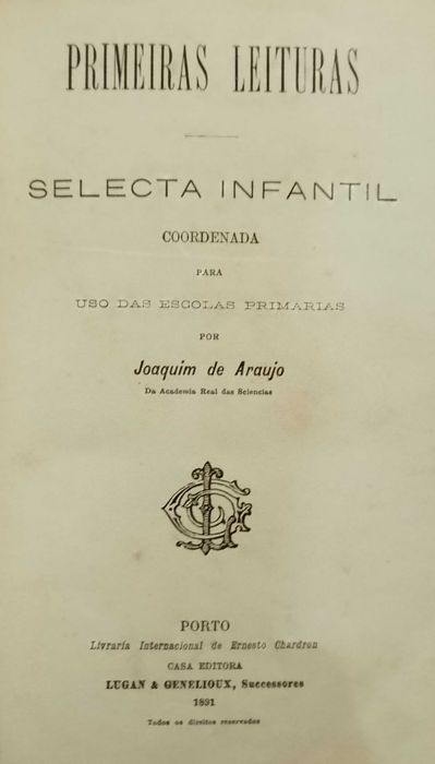 Primeiras Leituras 1891 Joaquim de Araújo