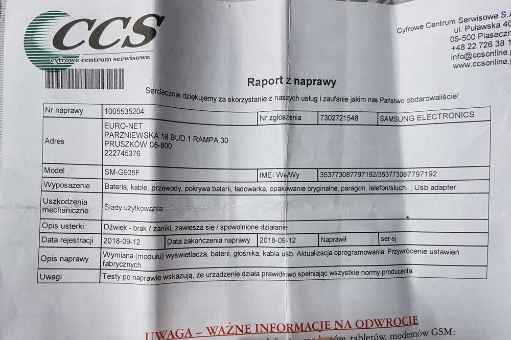 Samsung Galaxy S7 edge salon PL