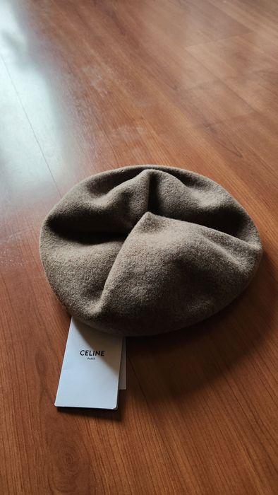 Celine beret czapka kapelusz mocca welna