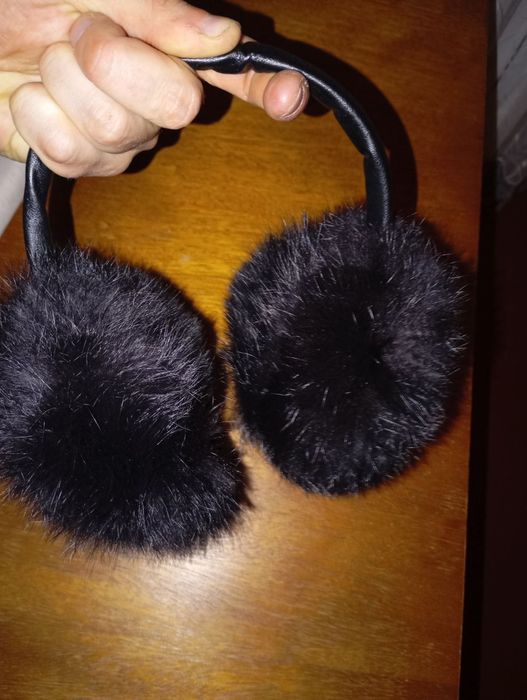 Хутряні навушники з натурального хутра Кролика