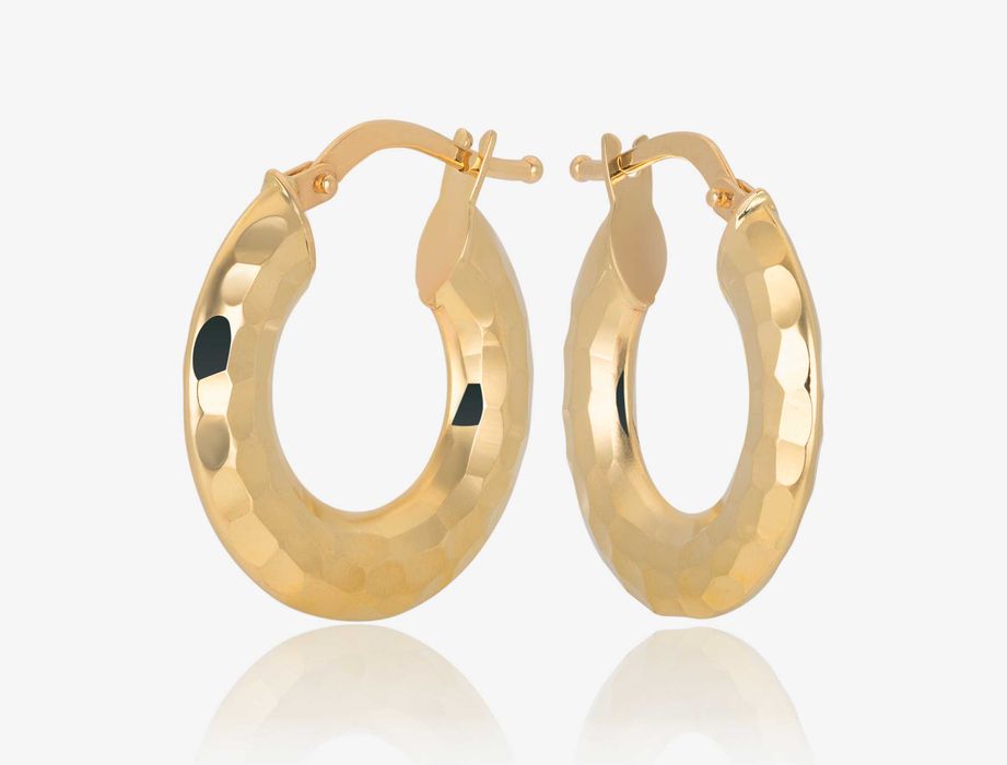 Złote kolczyki kółka młotkowane 19,5mm próba 585