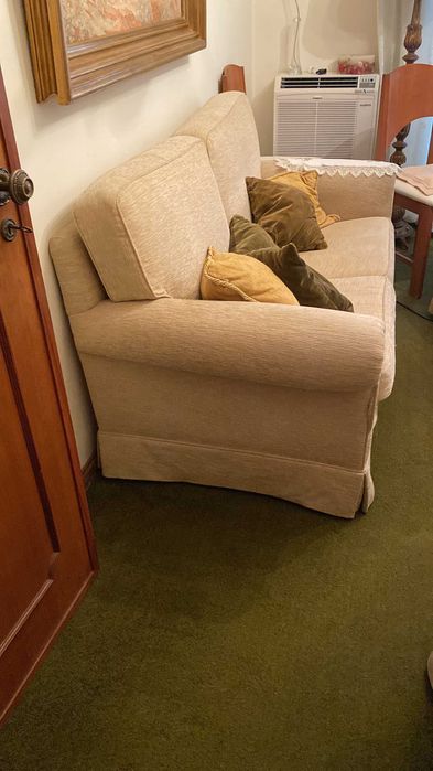Conjunto de 3 sofás elegantes, tecido de flanela creme