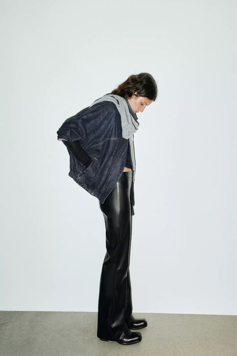 Штани брюки з екошкіри кльош шкіряні zara / штаны брюки с экокожи клеш