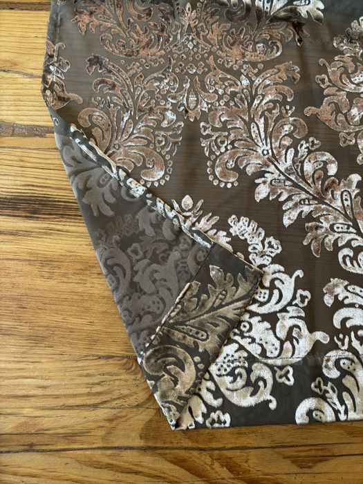 Cortinado veludo de seda e viscose beije com transparência .