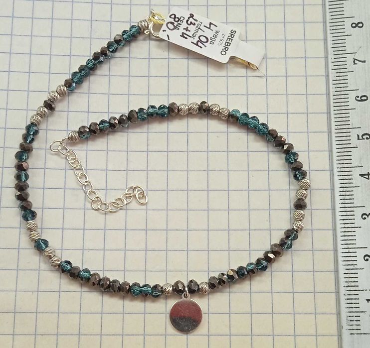 Bransoletka na nogę kryształki swarovski  Srebro 925 NOWE 23+4cm