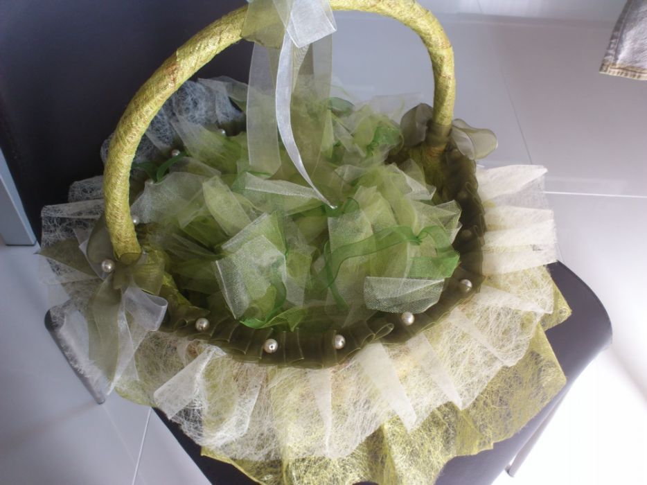 cesta casamento + laços tule