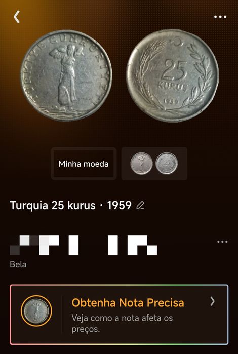 Moeda de Turquia 1959