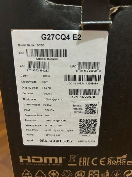 Monitor Gaming Msi 27