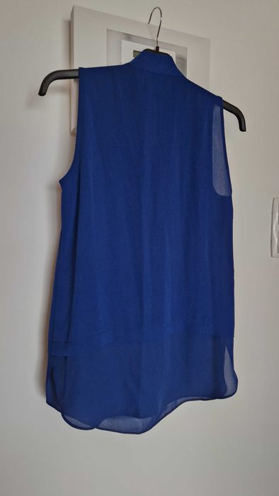 Blusa de alças com laço frontal, azul escuro, Primark, tamanho 34