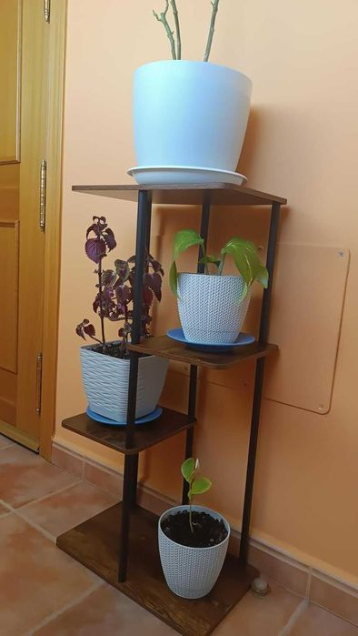 Kwietnik stojak na kwiaty drewniany narożny z 4 poziomami 78 cm