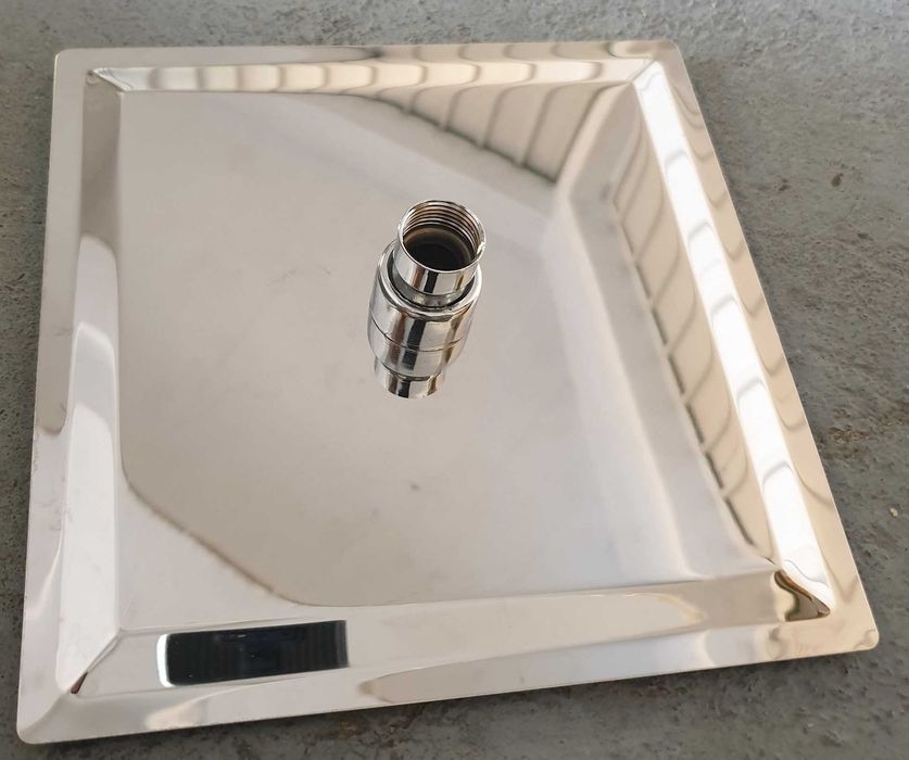 Conjunto Chuveiro / Rega de Duche Quadrado Cromado com Braço de Parede