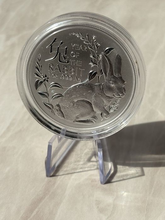 Срібна монета 999.9 проби Рік Кролика, 1 oz