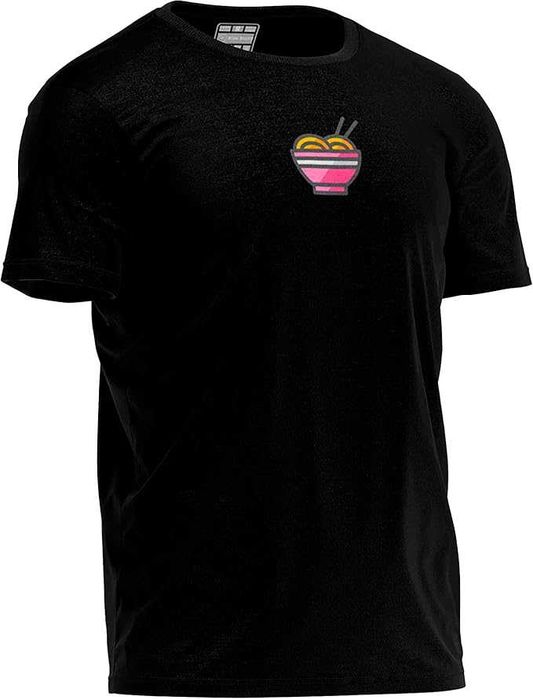 Męski T-shirt z cyfrowym BONA basics z nadrukiem,% 100 bawełna, czarny