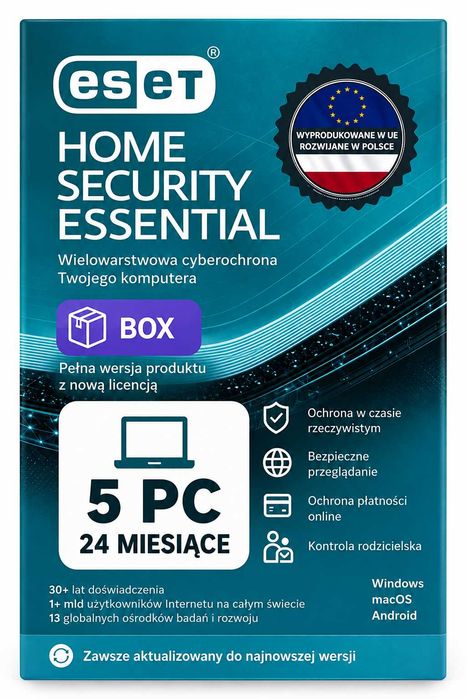 Antywirus ESET Home Security Essential - 5 urządzeń / 24 miesiące - NOWA BOX