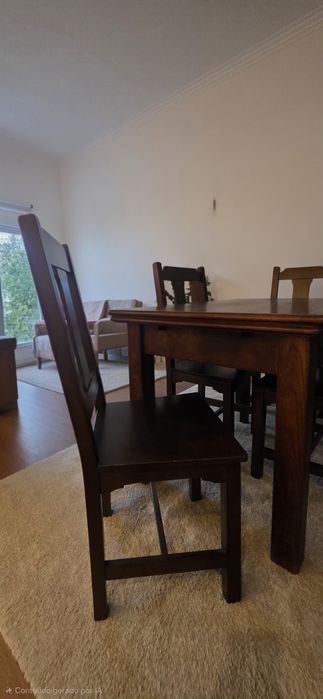 Conjunto Jantar Madeira Maciça - Mesa Extensível (2m) + 6 Cadeiras