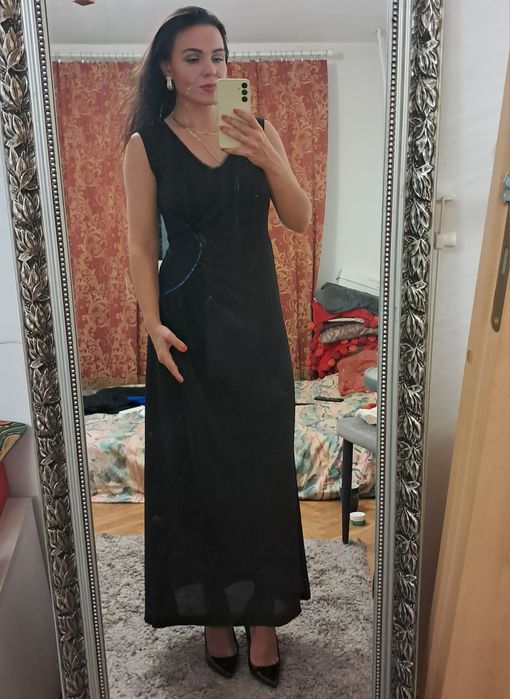 Elegancka maxi czarna sukienka z bolerkiem rozm. M. L