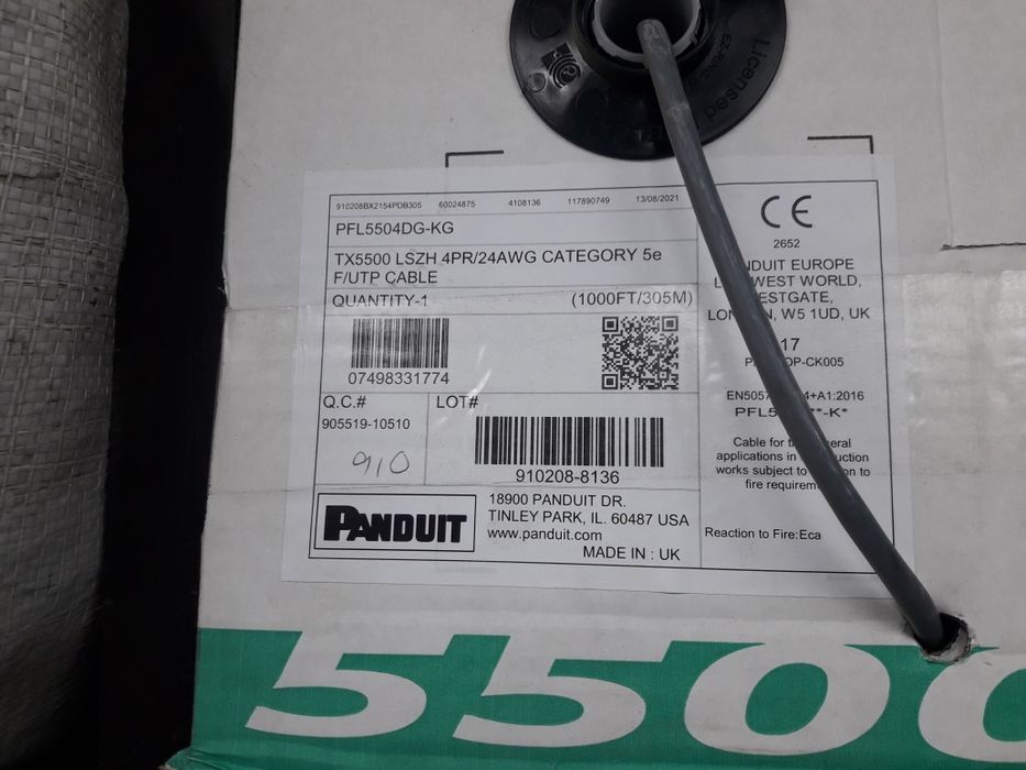 Кабель витая пара F/UTP Cat. 5E LSOH 4 пары серый Panduit PFL5504DG-KG