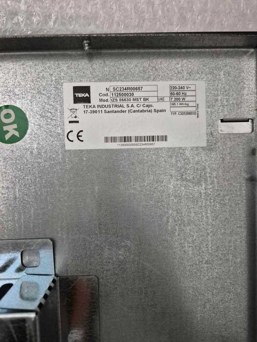 Placa de Indução TEKA IZS 86630 MST BK 7200W