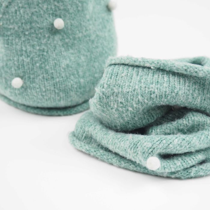 komplet czapka i komin z aplikacją pomponikami Reserved 1-3 lata