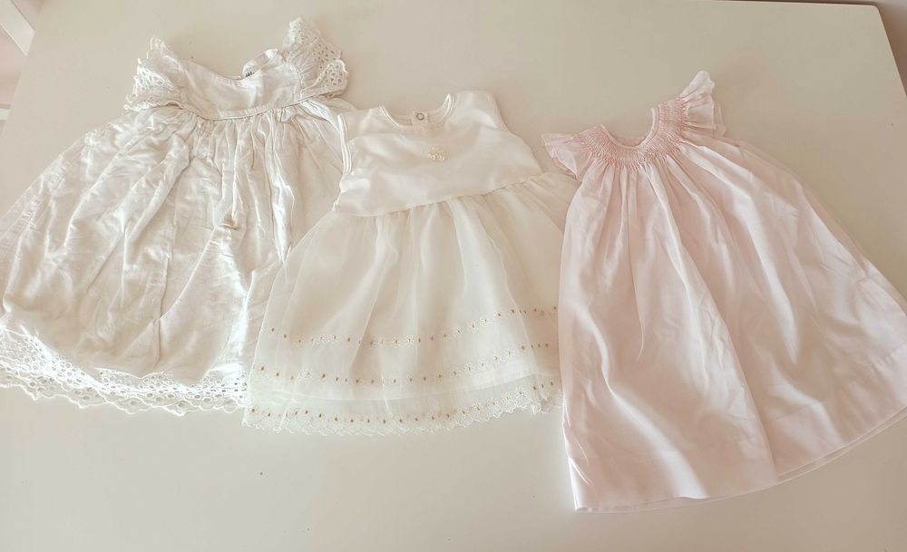 68cm 92cm 0-3-6mies zestaw sukienki biała białe sukienka na chrzest