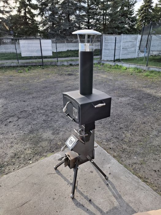 Piec rakietowy SP150 z piecem na pizzę - zestaw, grill, palenisko