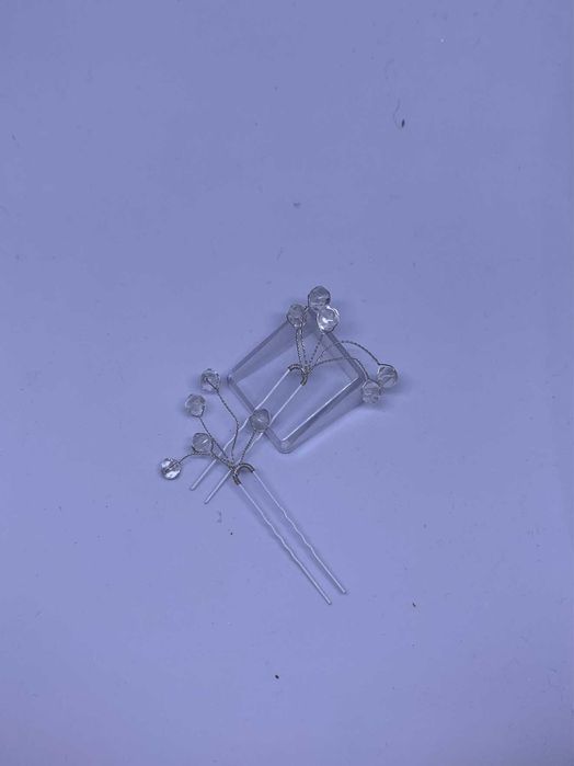 wsuwka ozdobna na ślub komunię gałązka krystaliczne koraliki biel tani