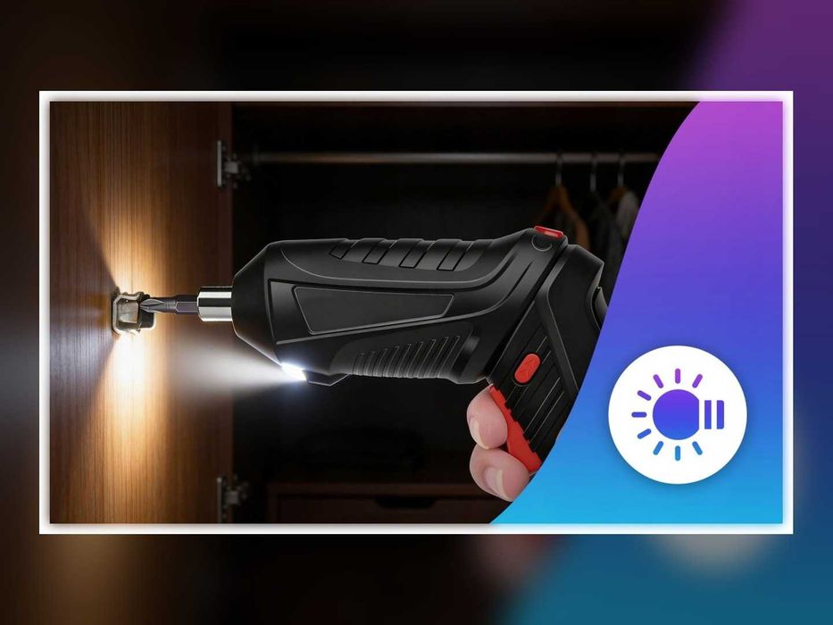 Nowy Wkrętak Akumulatorowy USB Mini Wkrętarka Śrubokręt Elektryczny 47 El. Bity Nasadki Walizka LED