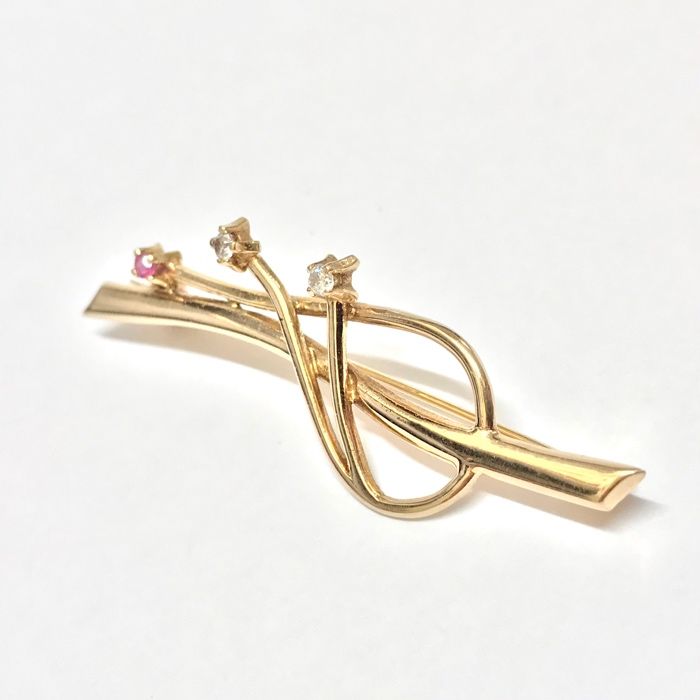 Złota BROSZKA 14K 585 piękny AMETYST cudowna ART DECO