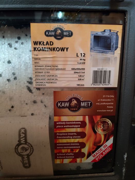 Wkład kominkowy 12.8 KW Polski Nowy