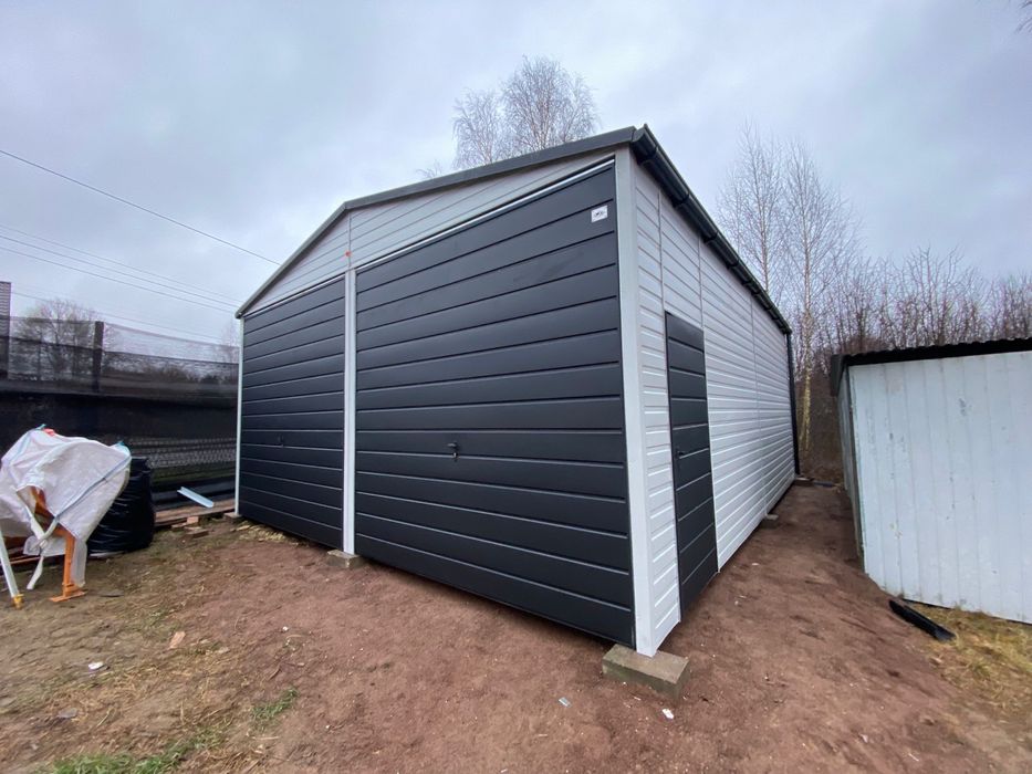Duży garaż blaszany 6x8, światło wjazdu 260 cm. Profil zamknięty.