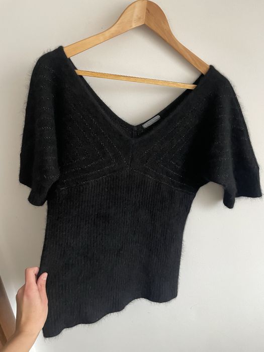 Armani elegancki sweter z angory srebrna nitka glamour