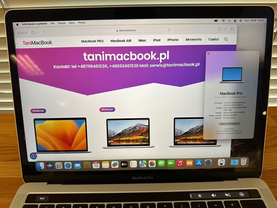 Laptopa Apple MacBook Pro 13 16gb 256gb SSD Sonoma A