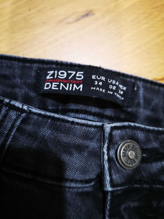 ZARA Denim czarne jeansy rurki zamki 34/XS