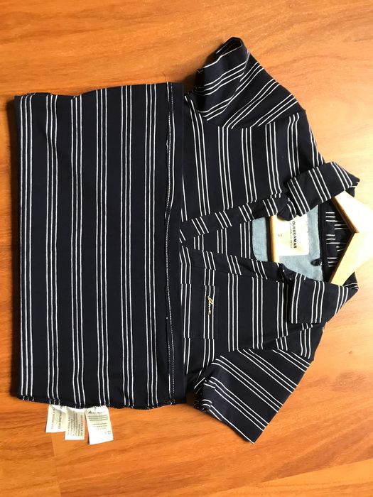 [Quebramar] Polo cintado azul escuro às riscas original