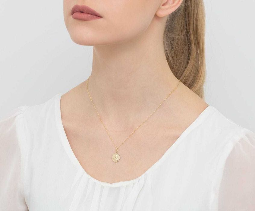 Dwustronny medalik Jezus Matką Boską Złoto Komunia