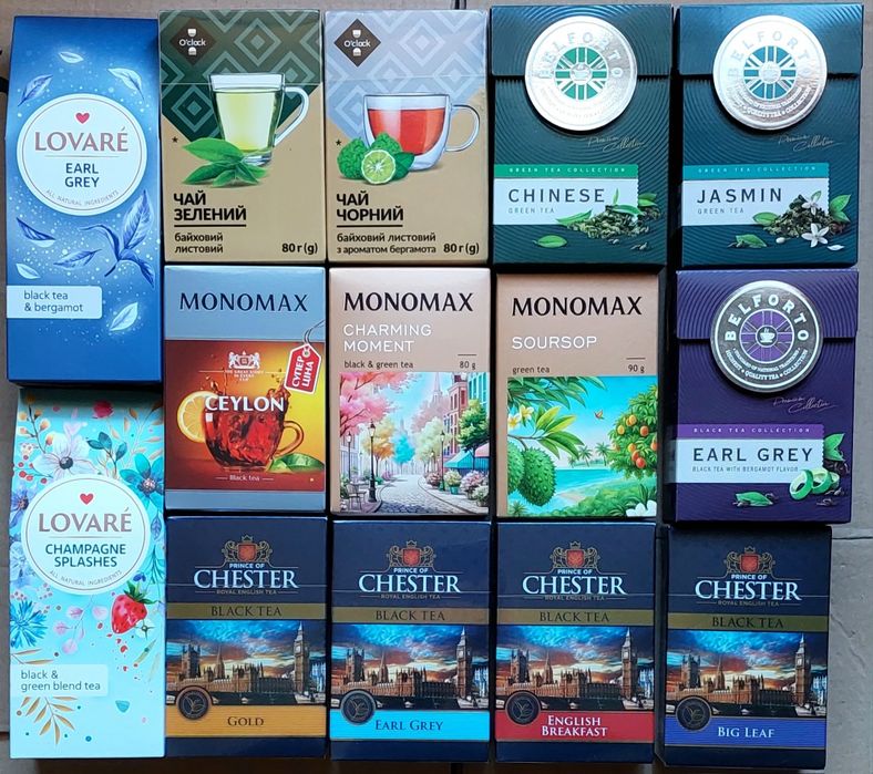 Чай Monomax, Lovare, O'clock, Totti, Rioba та інші