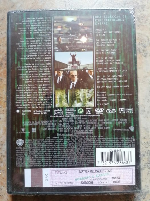 DVD Matrix Reloaded Novo e Embalado