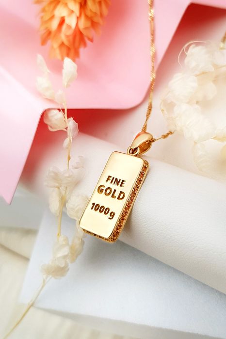 Złota zawieszka sztabka