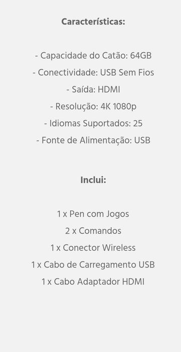 Consola jogos stick sem fios