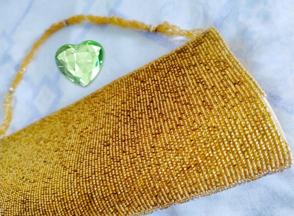 Malutka złota torebka+kolczyki