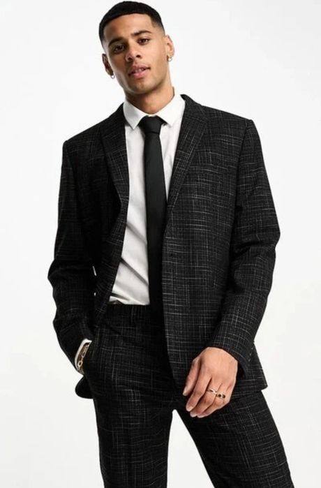 Garnitur  Skinny Fit Crosshatch – komplet 2-częściowy z UK