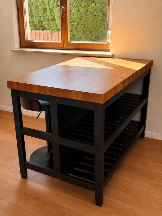 Wyspa kuchenna IKEA VADHOLMA 126×79 cm – czarna / dąb