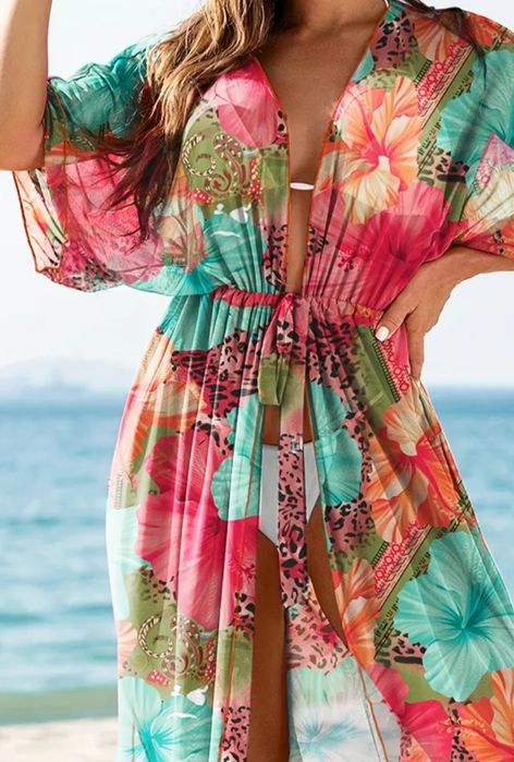 Kimono pareo plażowe maxi nowe