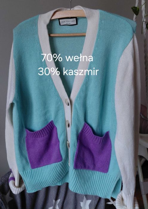 Sweter 70% wełna 30% kaszmir Sem per lei. OKAZJA