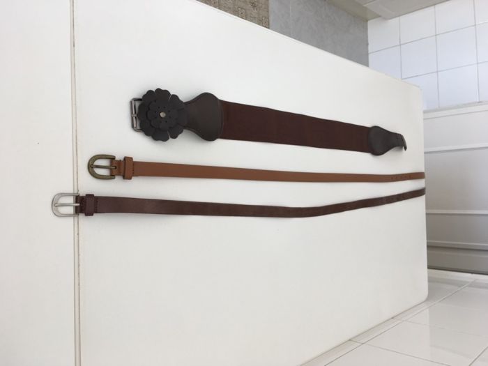 Conjunto de cintos castanhos