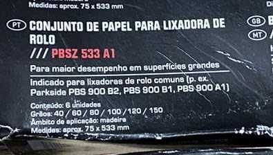 Papel para lixadora de rolo