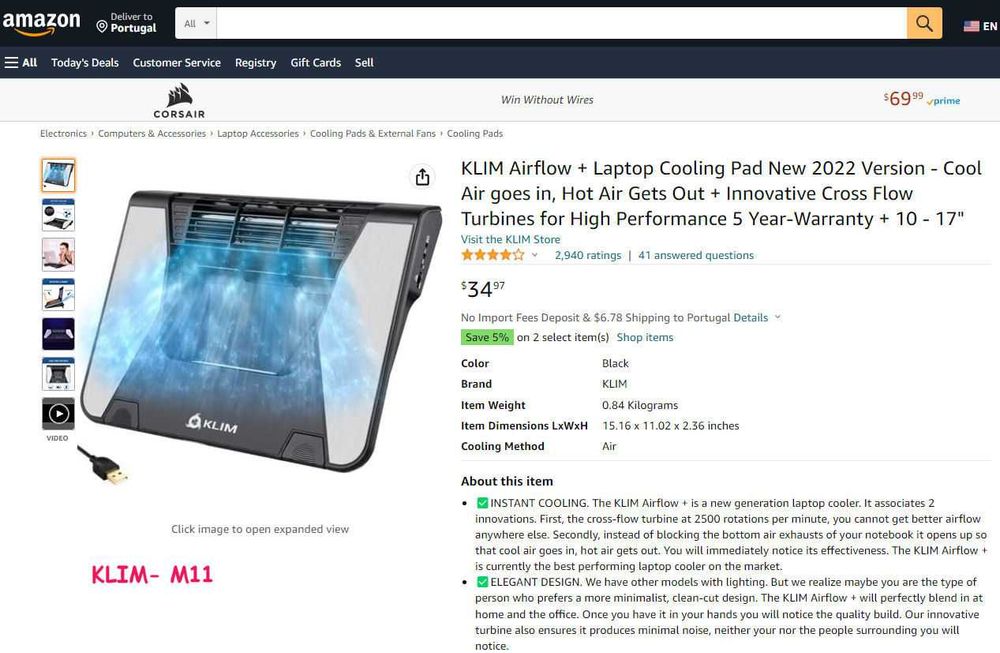 Base refrigeração KLIM + para portatil nova na embalagem